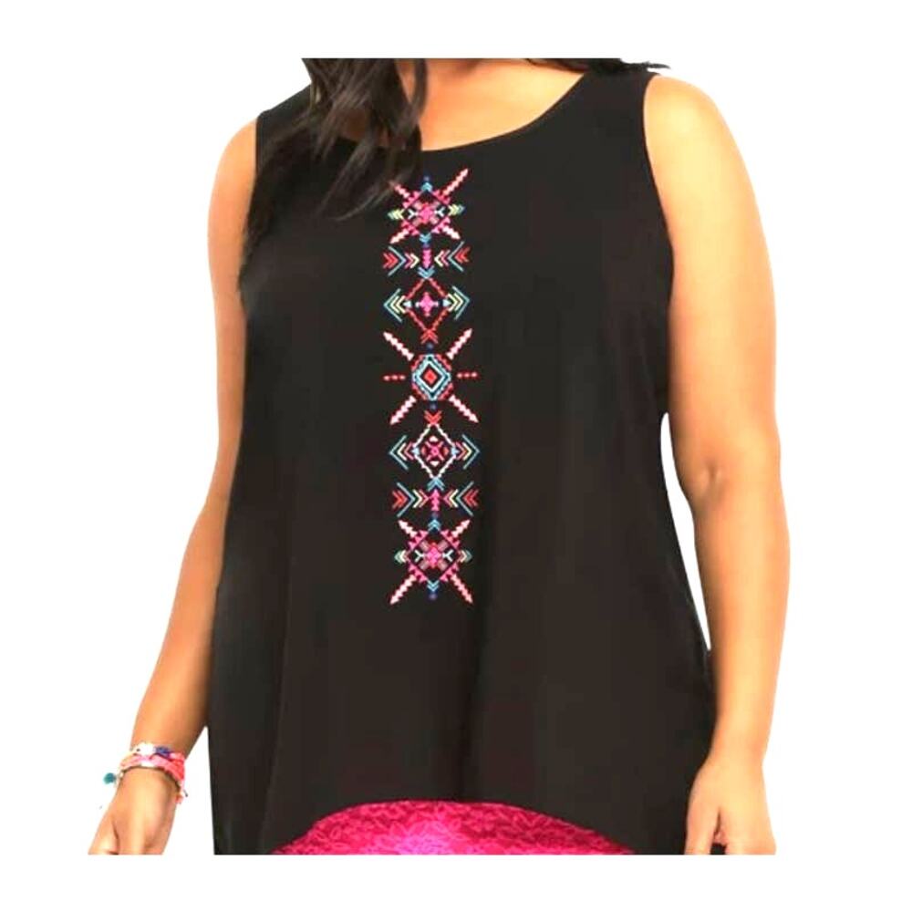 Torrid EMBROIDERED MESH BACK TANK TOP Size 0